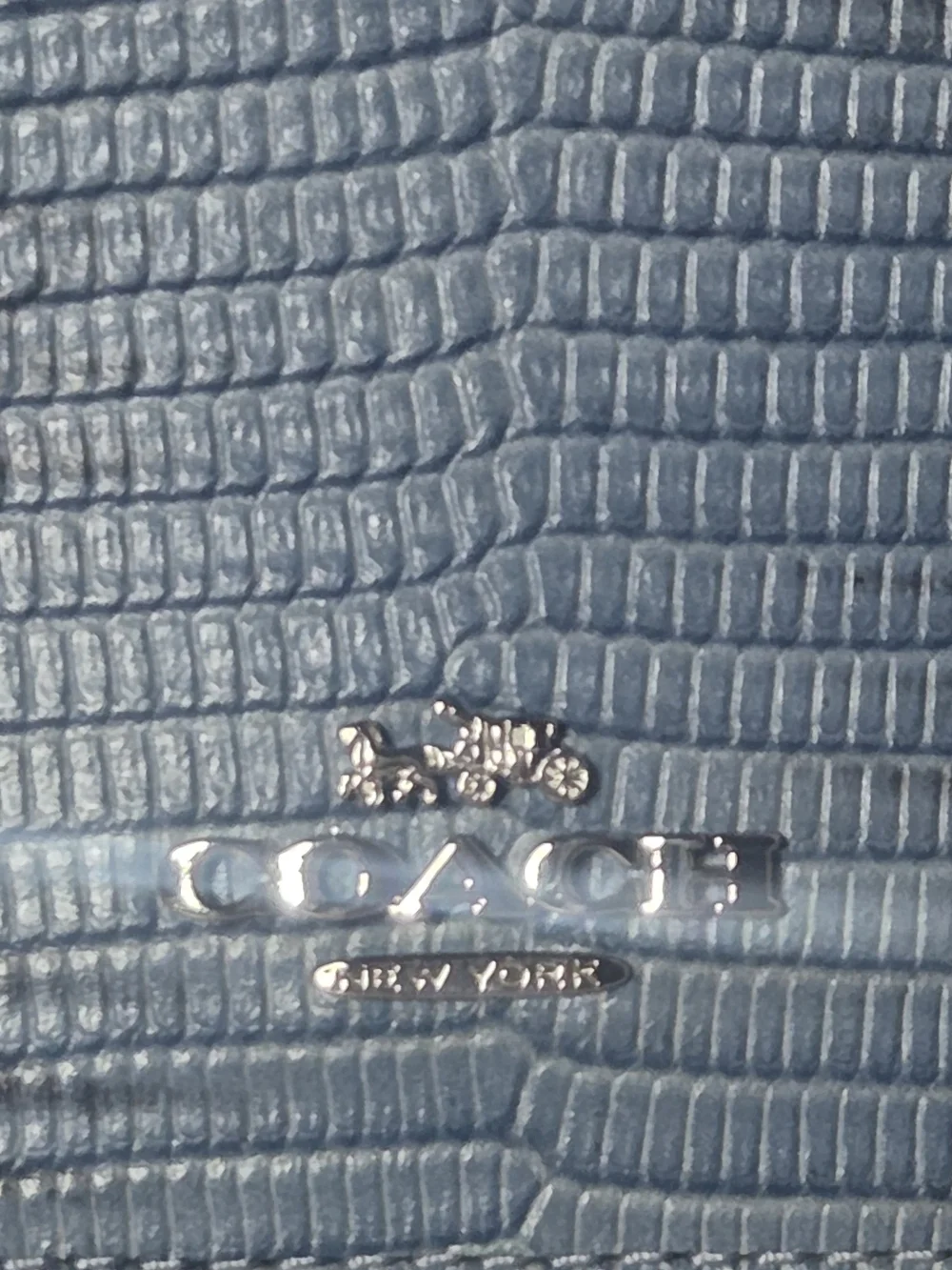 Coach Blue Gray Lizard-Textured Leather Wallet